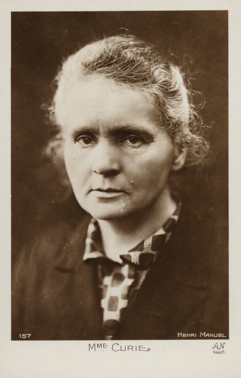 Marie Curie (1867-1934), polsk fysiker og kemiker (s/h-foto) af Henri Manuel