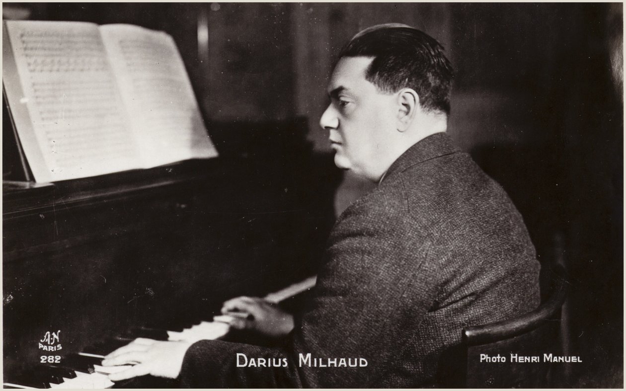 Portræt af Darius Milhaud (s/h-foto) af Henri Manuel