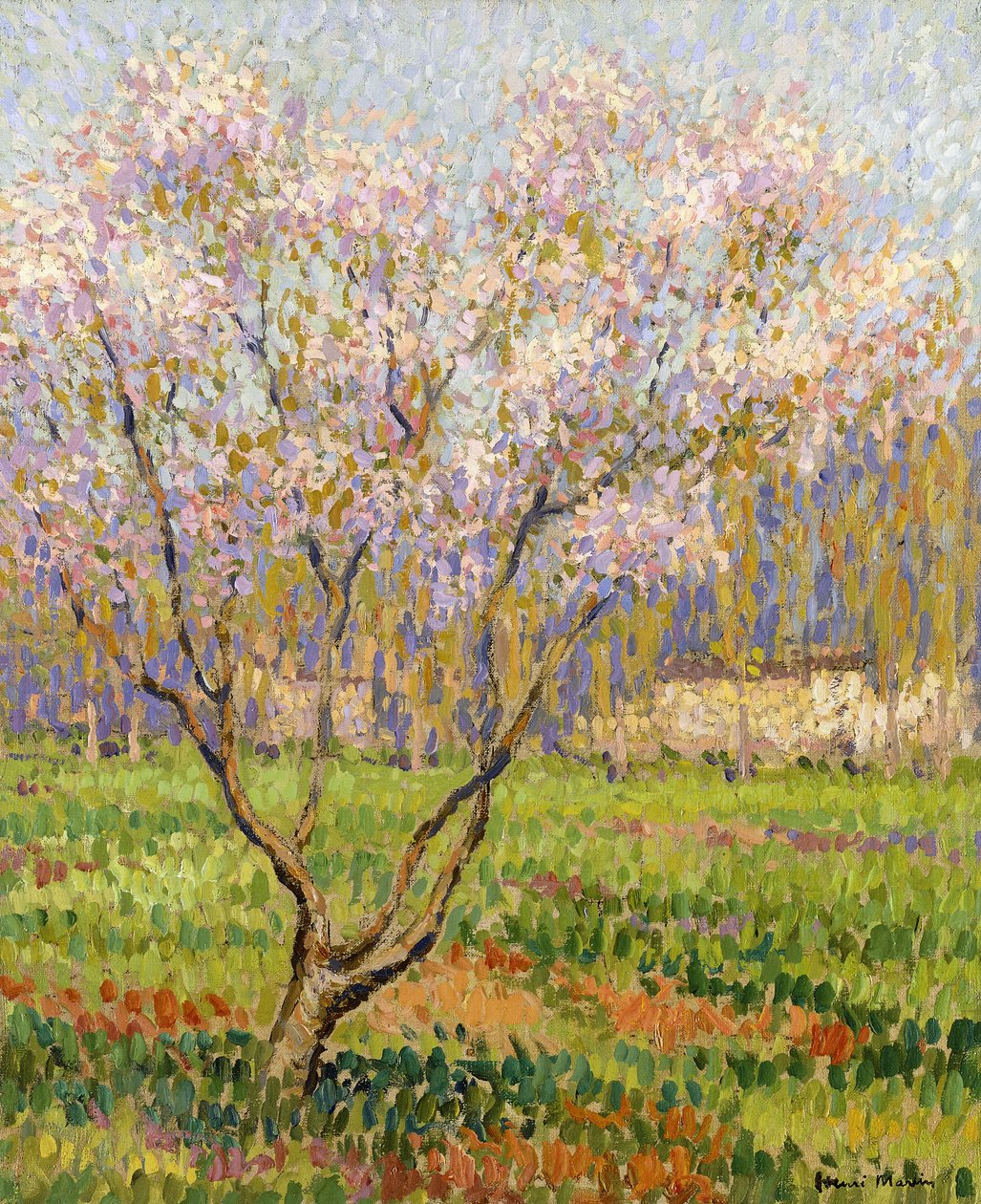 Æbletræ i blomst; Æbleblomster, af Henri Martin