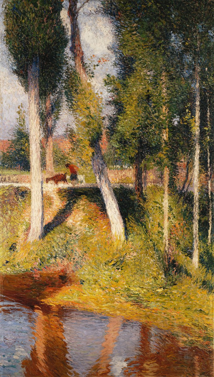 Landskab med kanten af en flod; Paysage au Bord de la Riviere, af Henri Martin