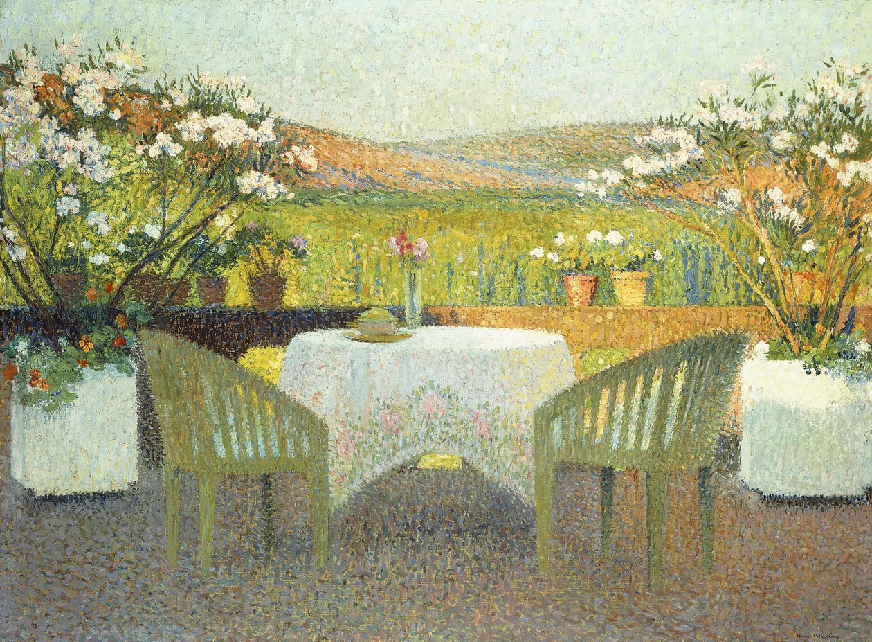 Terrassen i solen; Den solrige terrasse, 1920 af Henri Martin
