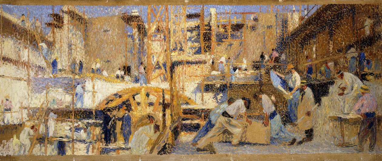 Arbejderne; Le Travail, 1914 af Henri Martin
