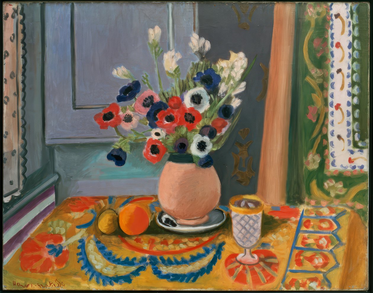 Anemoner i en vase af lertøj af Henri Matisse