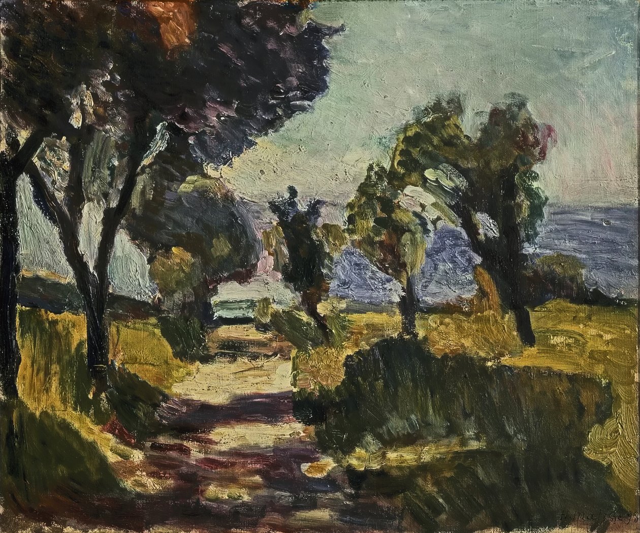 Korsikansk landskab med oliventræer af Henri Matisse