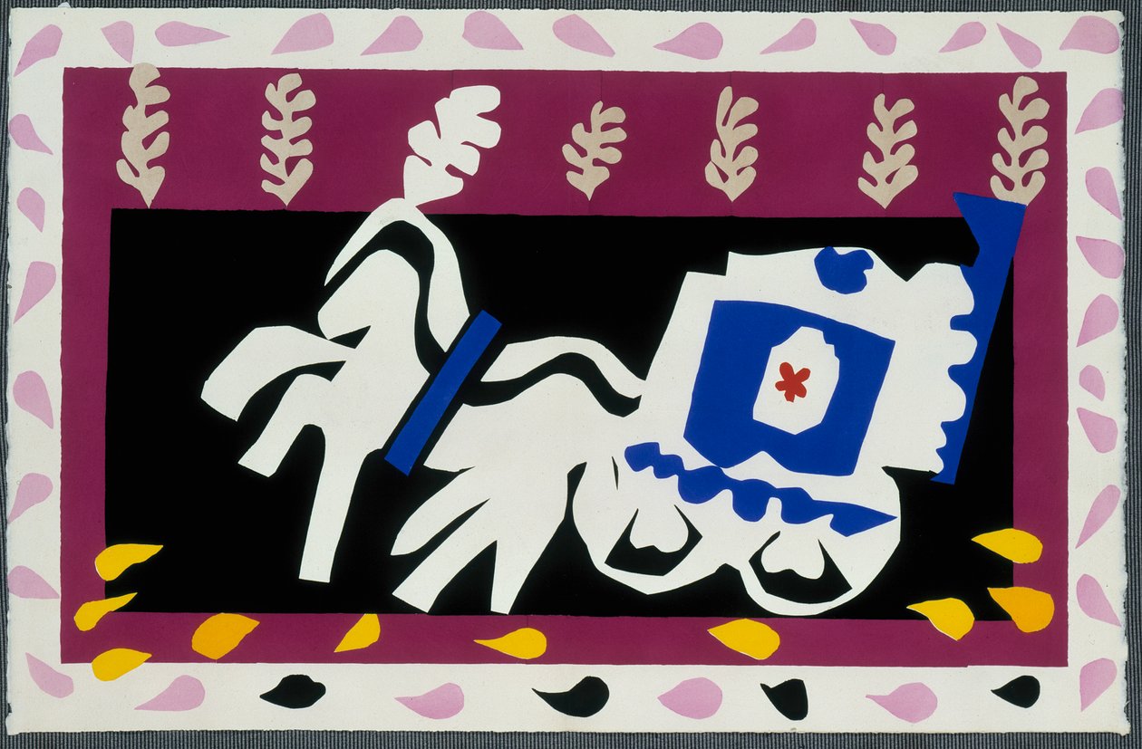 Pierrots begravelse. Fra «Jazz». Tavle X. S. 70/71 af Henri Matisse