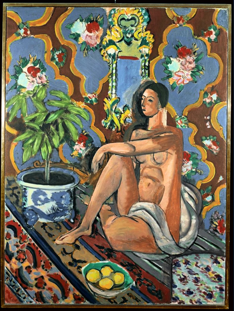Dekorativ figur på ornamental grund af Henri Matisse