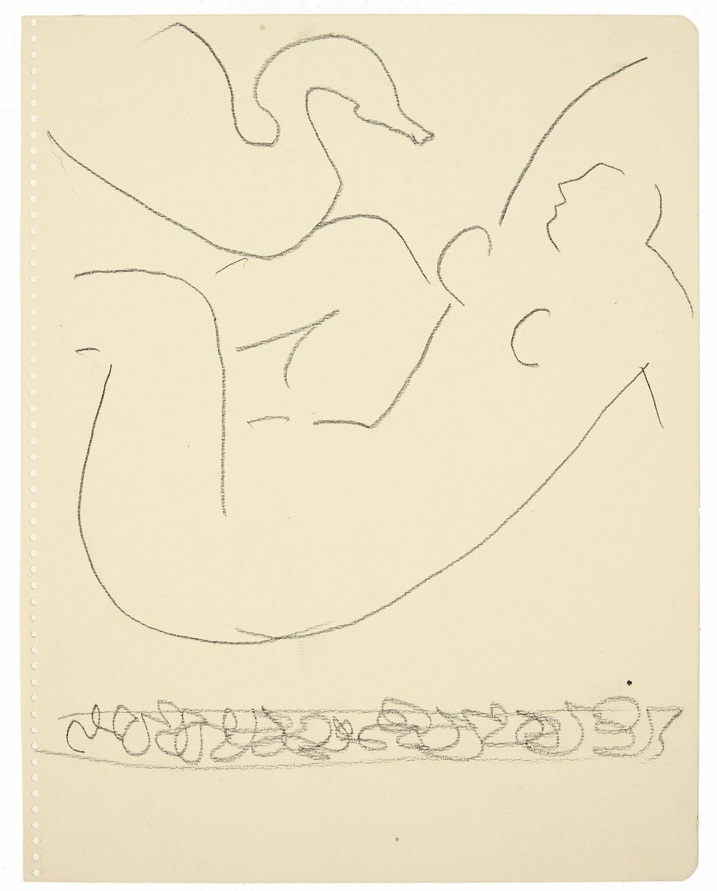 Studie (Leda og svanen) (sort Conté-kridt på papir) af Henri Matisse