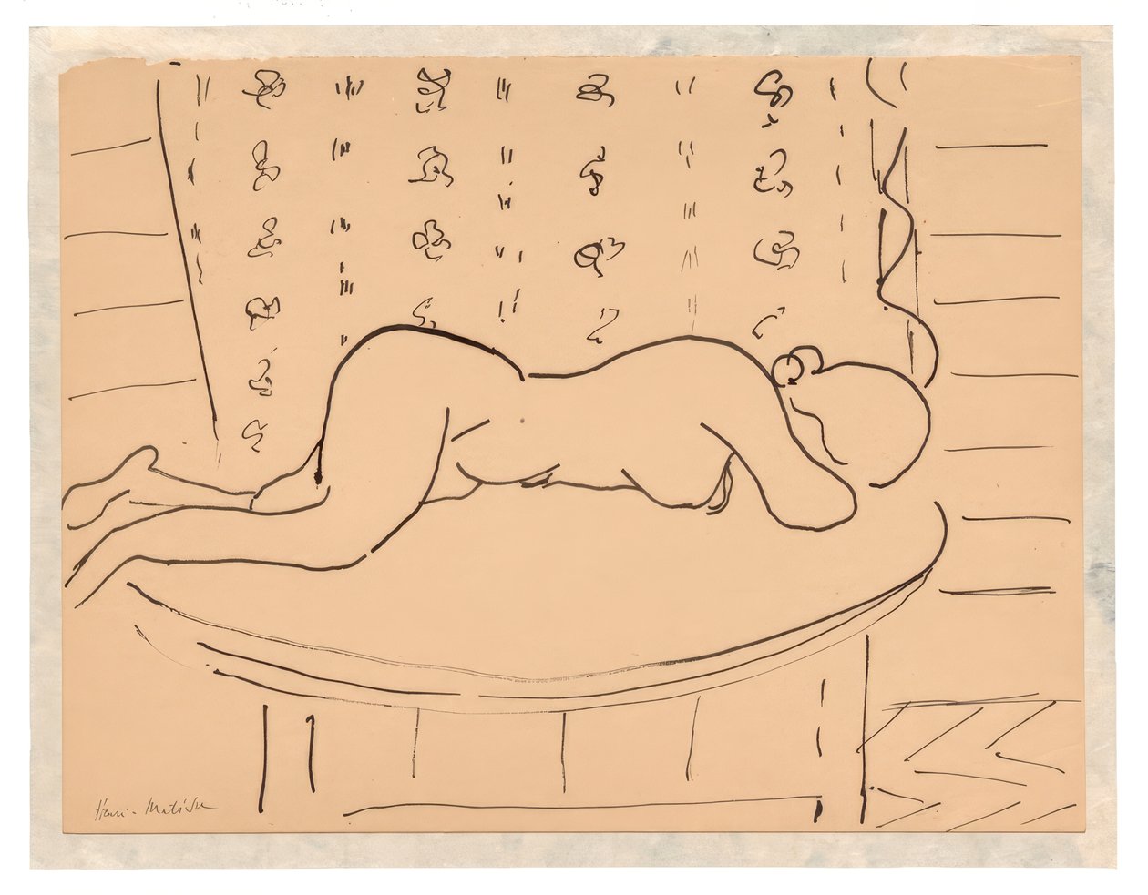 Nøgen kvinde ligger med ansigtet nedad på et bord af Henri Matisse