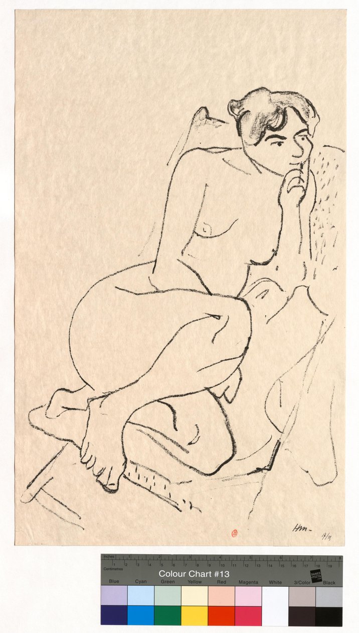 Eftertænksom figur i en klapstol af Henri Matisse