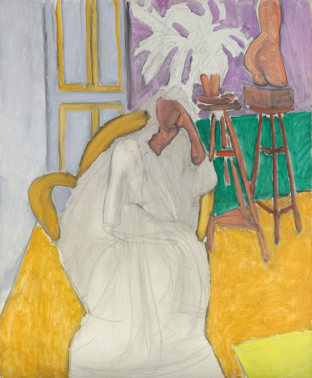 Siddende figur og græsk torso (Gandoura) af Henri Matisse