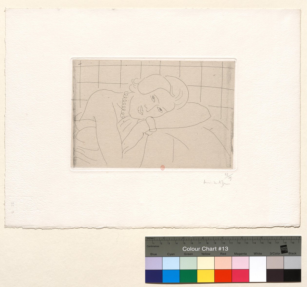 Figur med hovedet hvilende på venstre arm af Henri Matisse