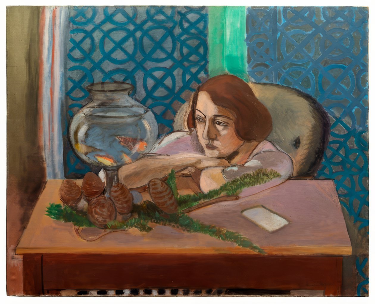 Kvinde foran et akvarium af Henri Matisse