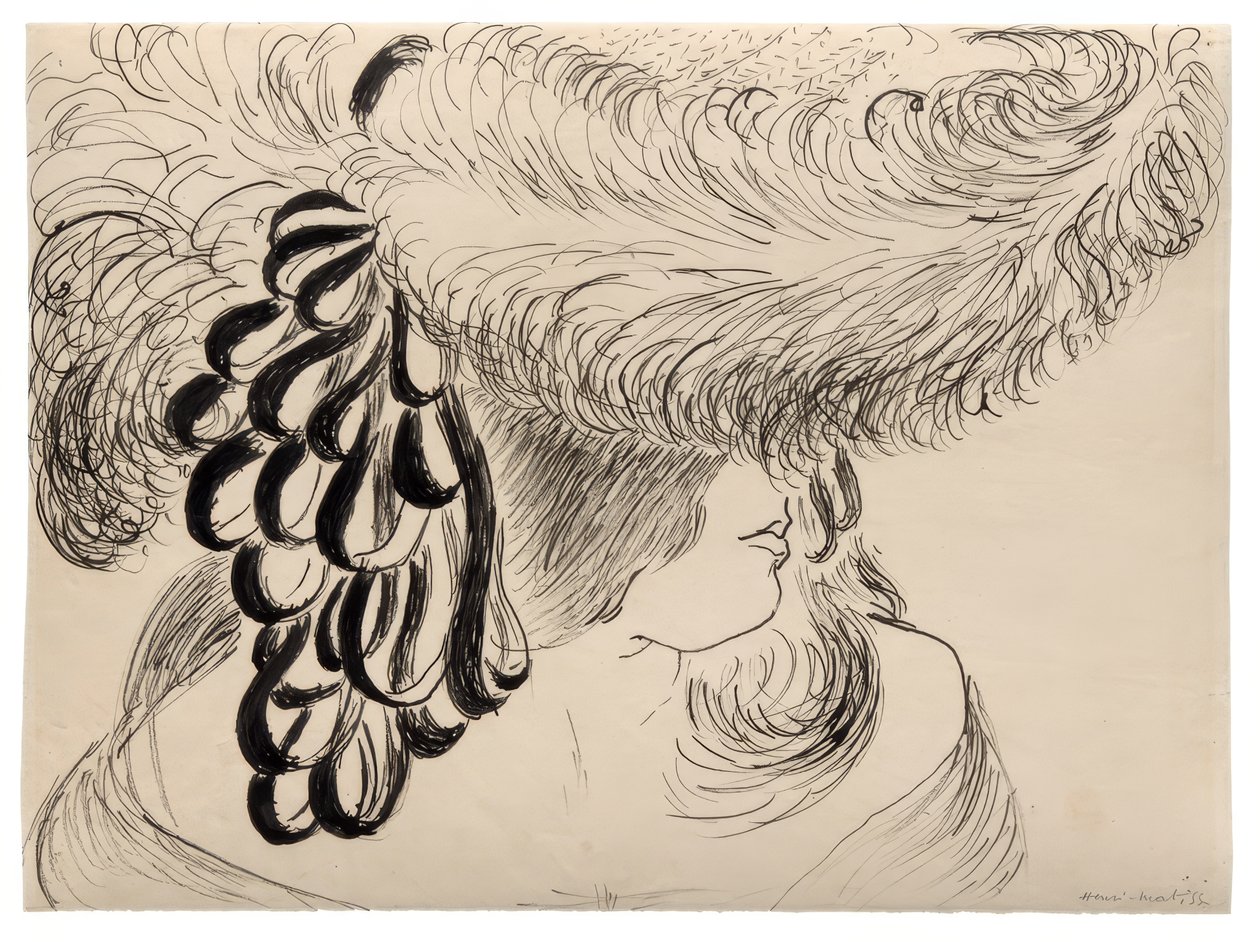 Pigen med den fjerklædte hat (Mlle Antoinette) af Henri Matisse