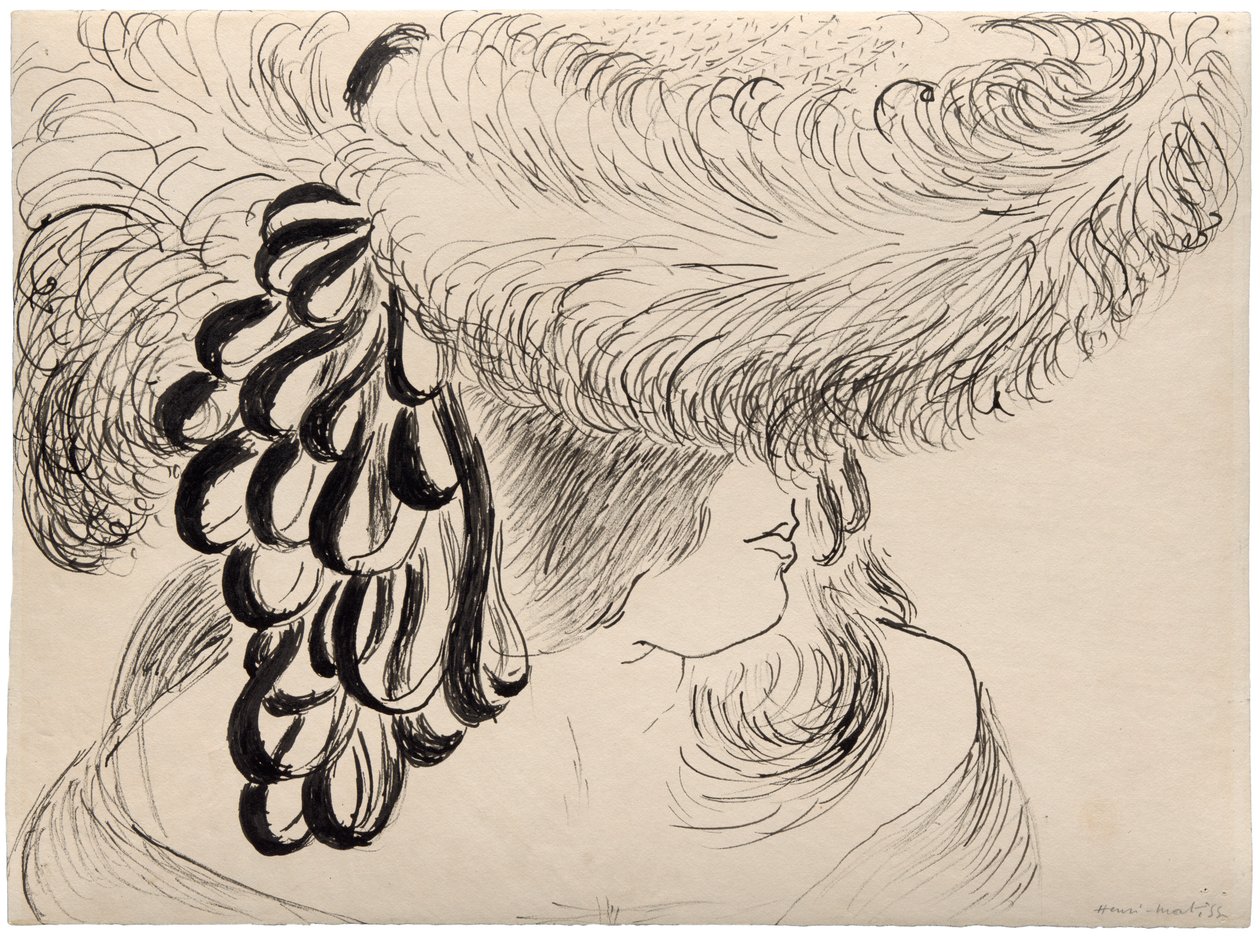 Pige med fjerprydet hat (Mlle Antoinette) af Henri Matisse
