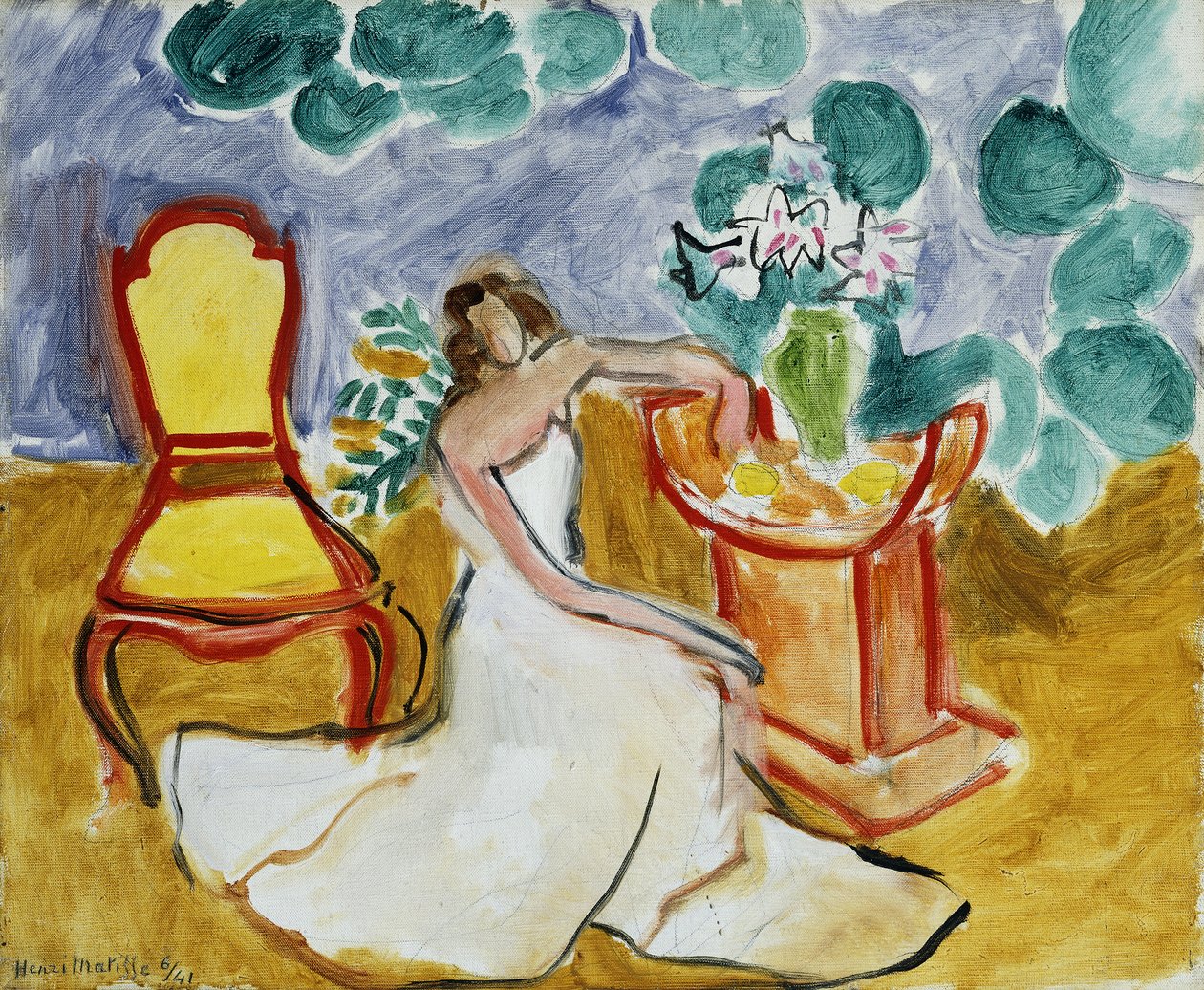 Pige med hvid kjole af Henri Matisse