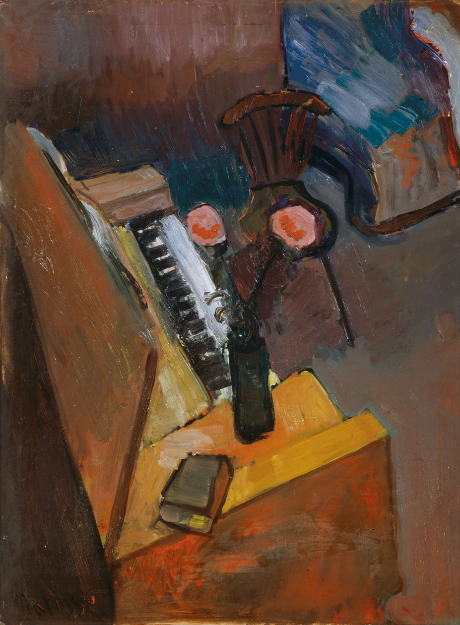 Harmonium interiør, ca. 1900 (olie på pap) af Henri Matisse