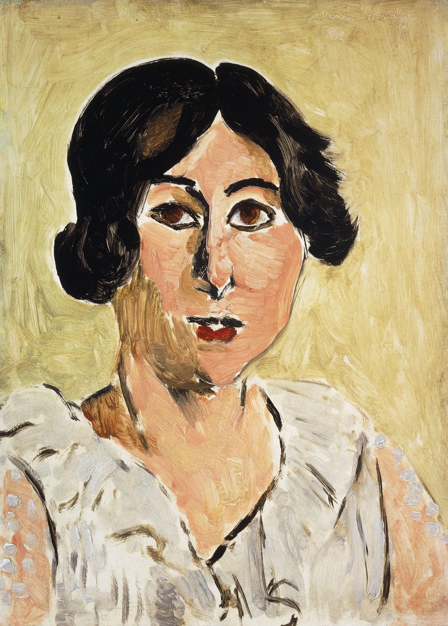 Hoved med sorte øjne (Lorette, ca. 1917 (olie på panel)) af Henri Matisse
