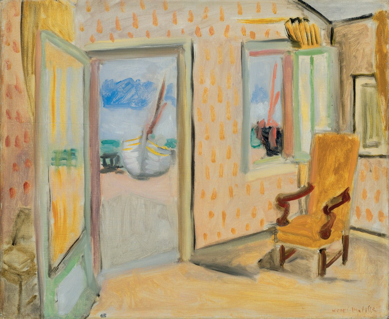 Interiør, åben dør, ca. 1920-1921 (olie på lærred) af Henri Matisse