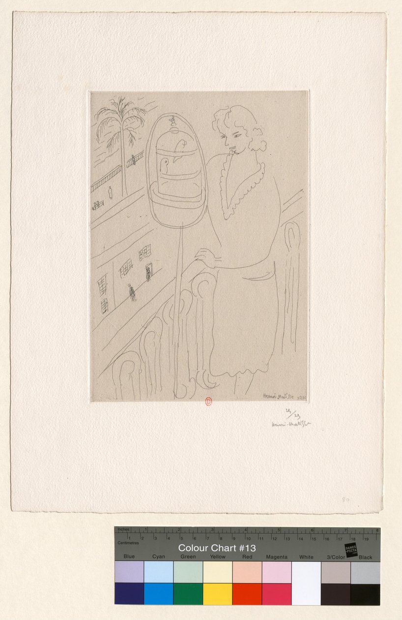 Ung kvinde på balkonen, der betragter parakitter af Henri Matisse
