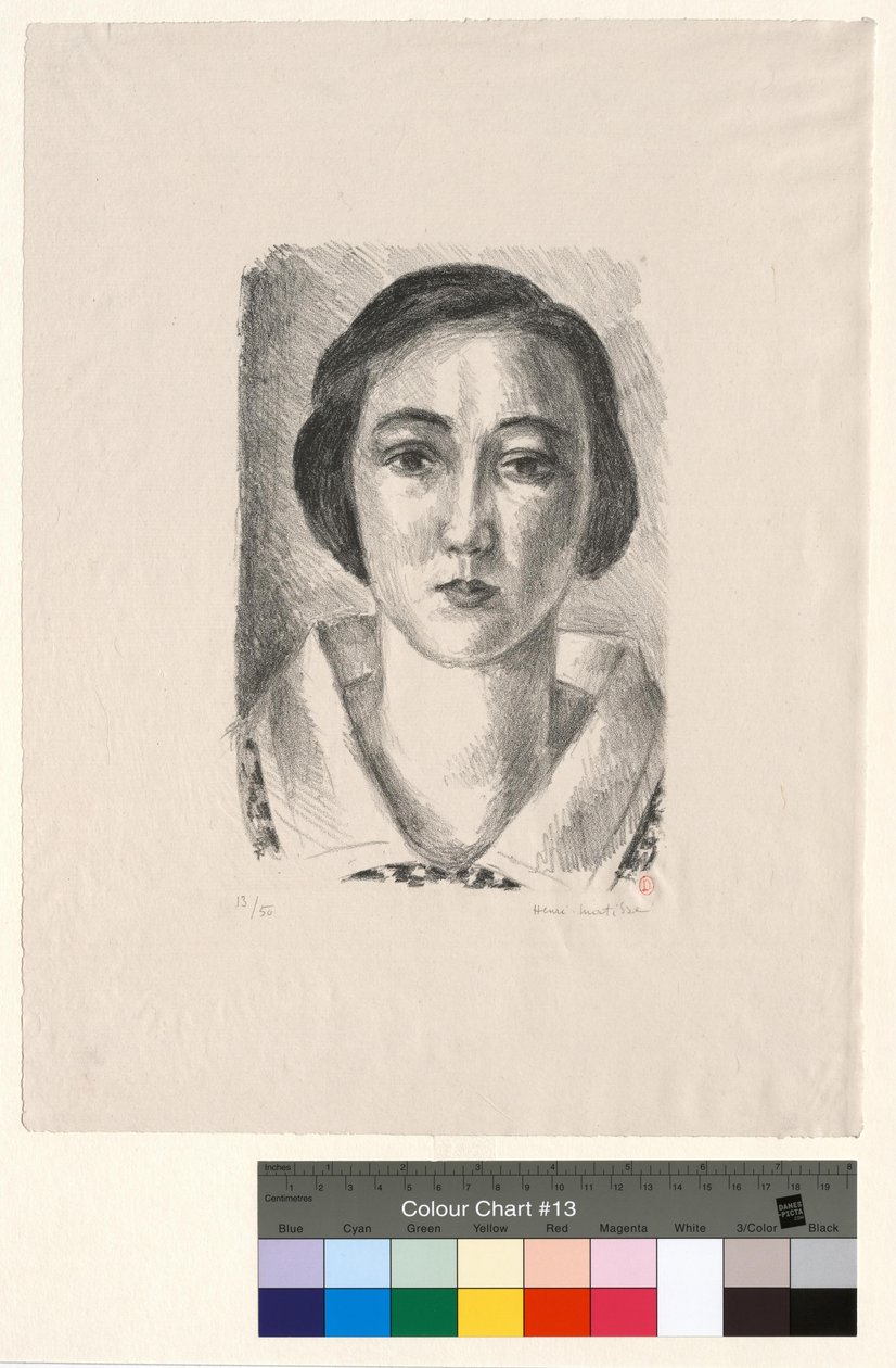 Ung pige i blomstret kjole med organdikrave af Henri Matisse