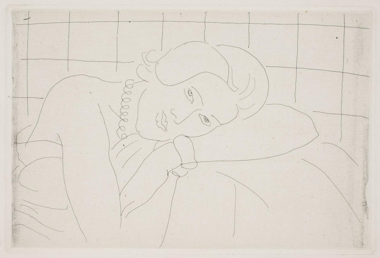 Kvinde, der hviler hovedet på armen. Halvfigur af Henri Matisse