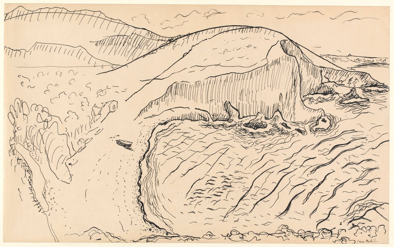 Landskab (pen og blæk på papir) af Henri Matisse