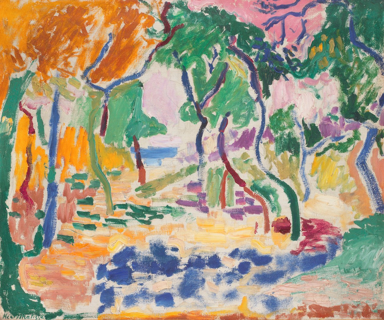 Landskab nær Collioure. Studie til "Livsglæden" af Henri Matisse
