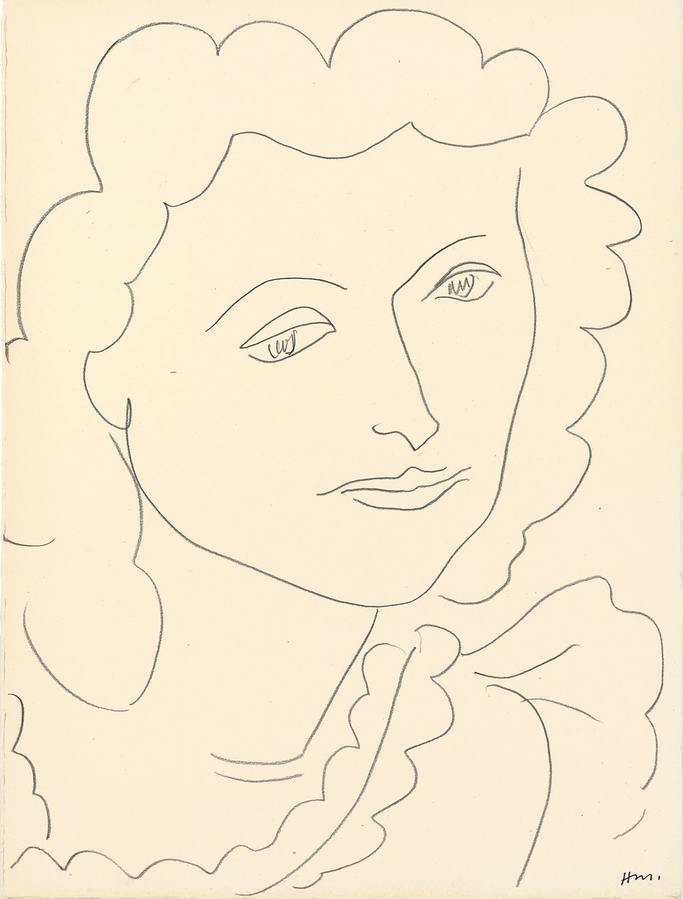 Stort hoved (Lucienne) (blyant på papir) af Henri Matisse