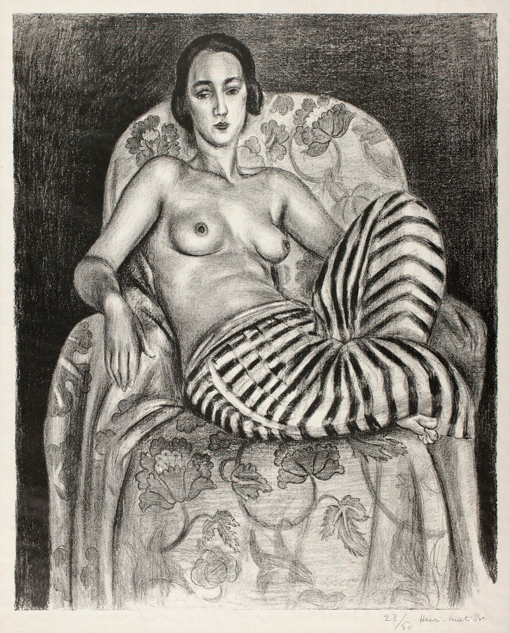 Stor odaliske i stribede bukser af Henri Matisse