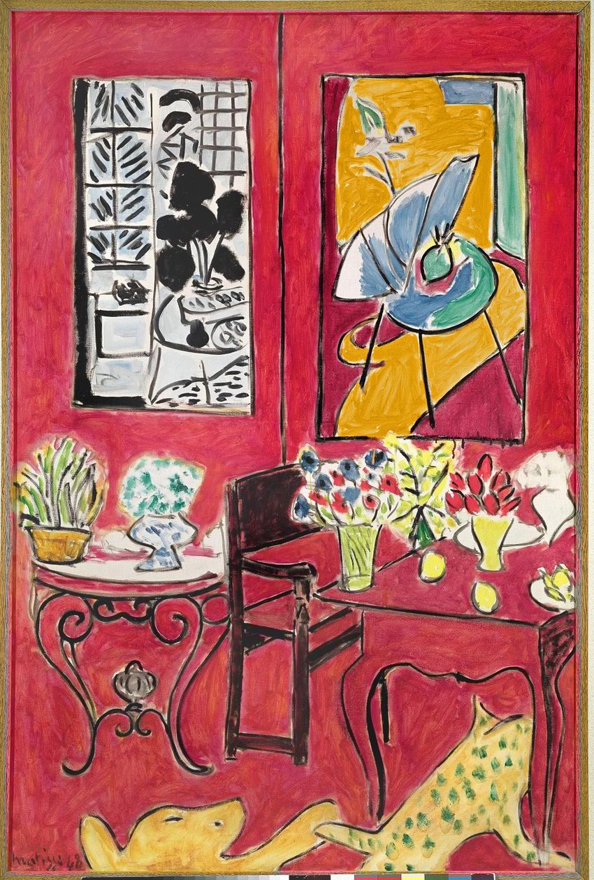 Stort rødt interiør af Henri Matisse