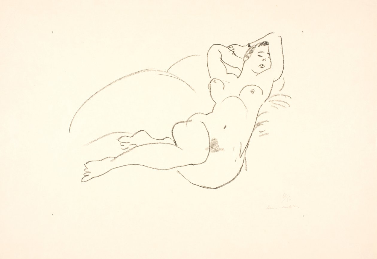 Liggende, kvindelig nøgenmodel af Henri Matisse