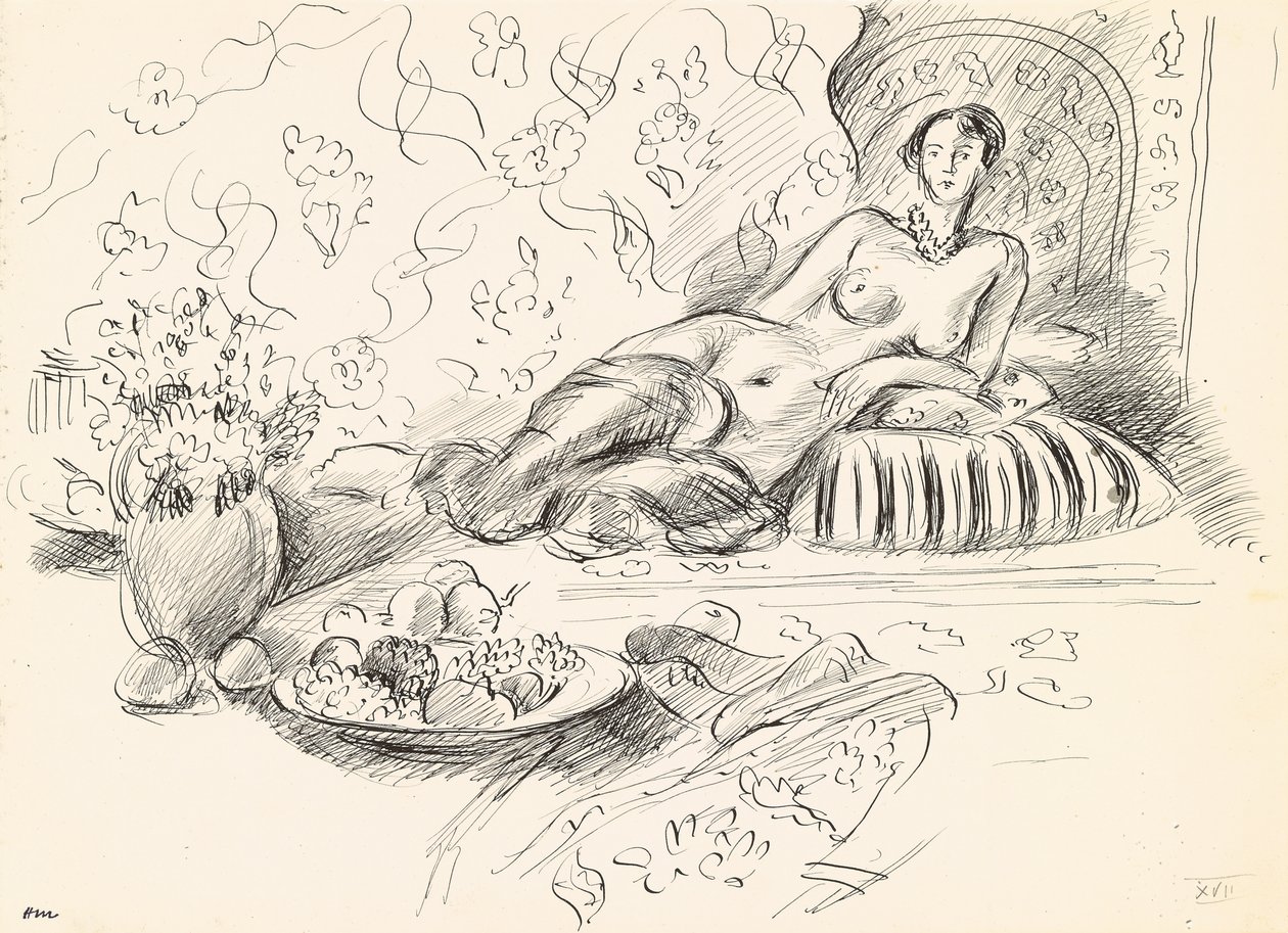Lying Odalisque II, ca. 1927 (pen og blæk på papir) af Henri Matisse