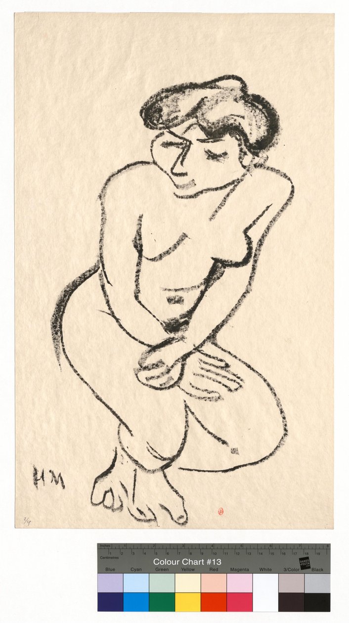 Siddende nøgen med nedslåede øjne af Henri Matisse