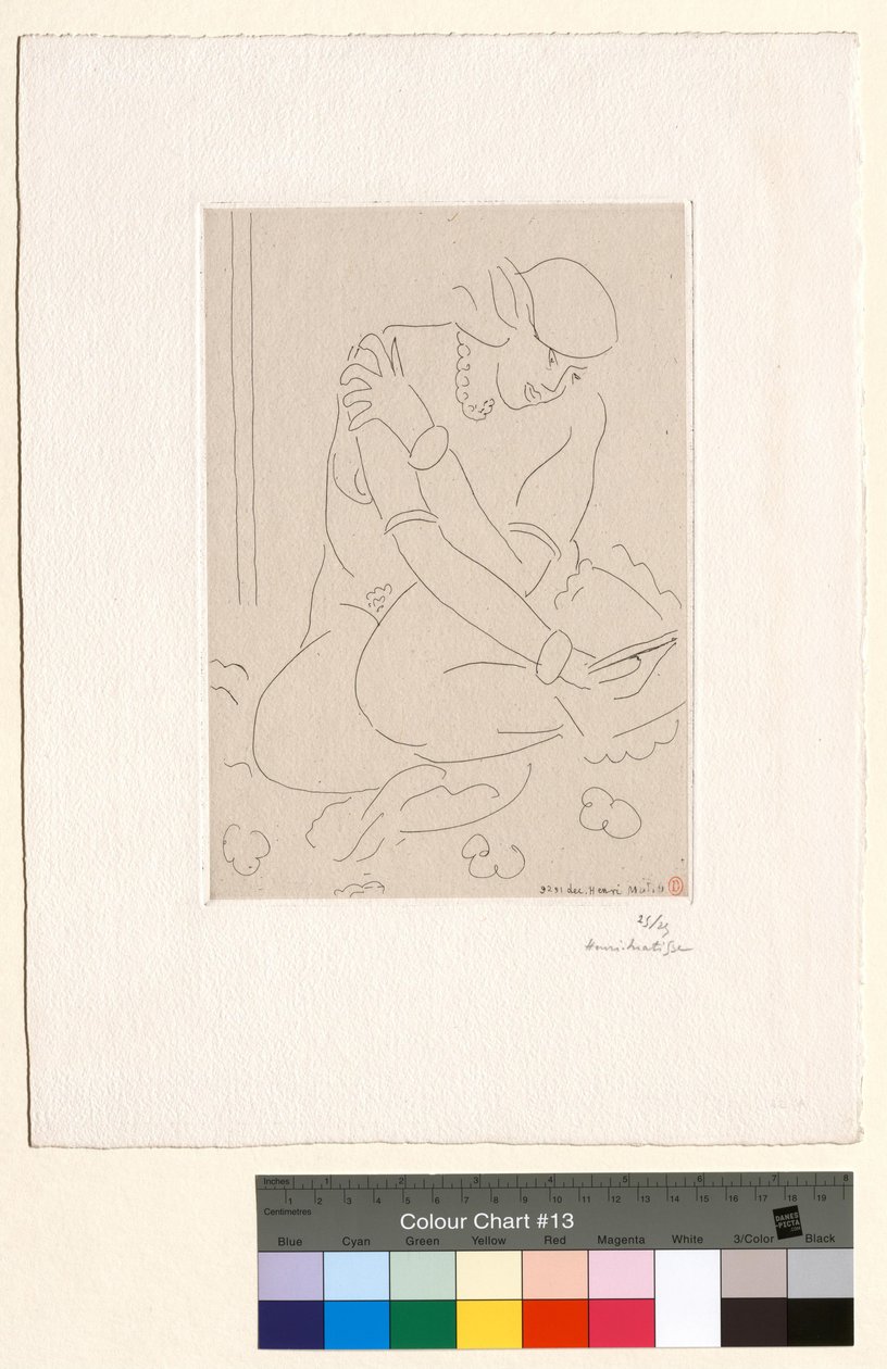 Huksiddende nøgen, hånd på skulderen af Henri Matisse
