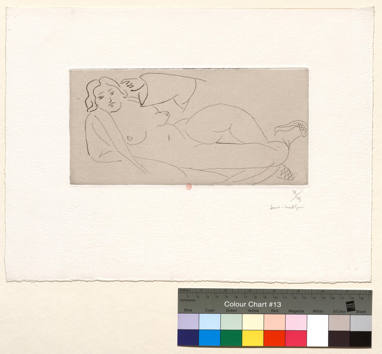 Liggende nøgen med flettede stråtøfler af Henri Matisse