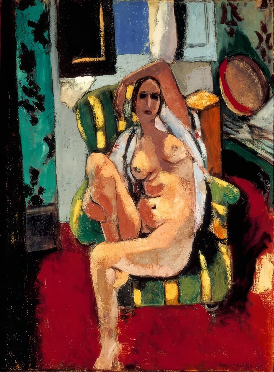 Nøgen siddende med tamburin af Henri Matisse