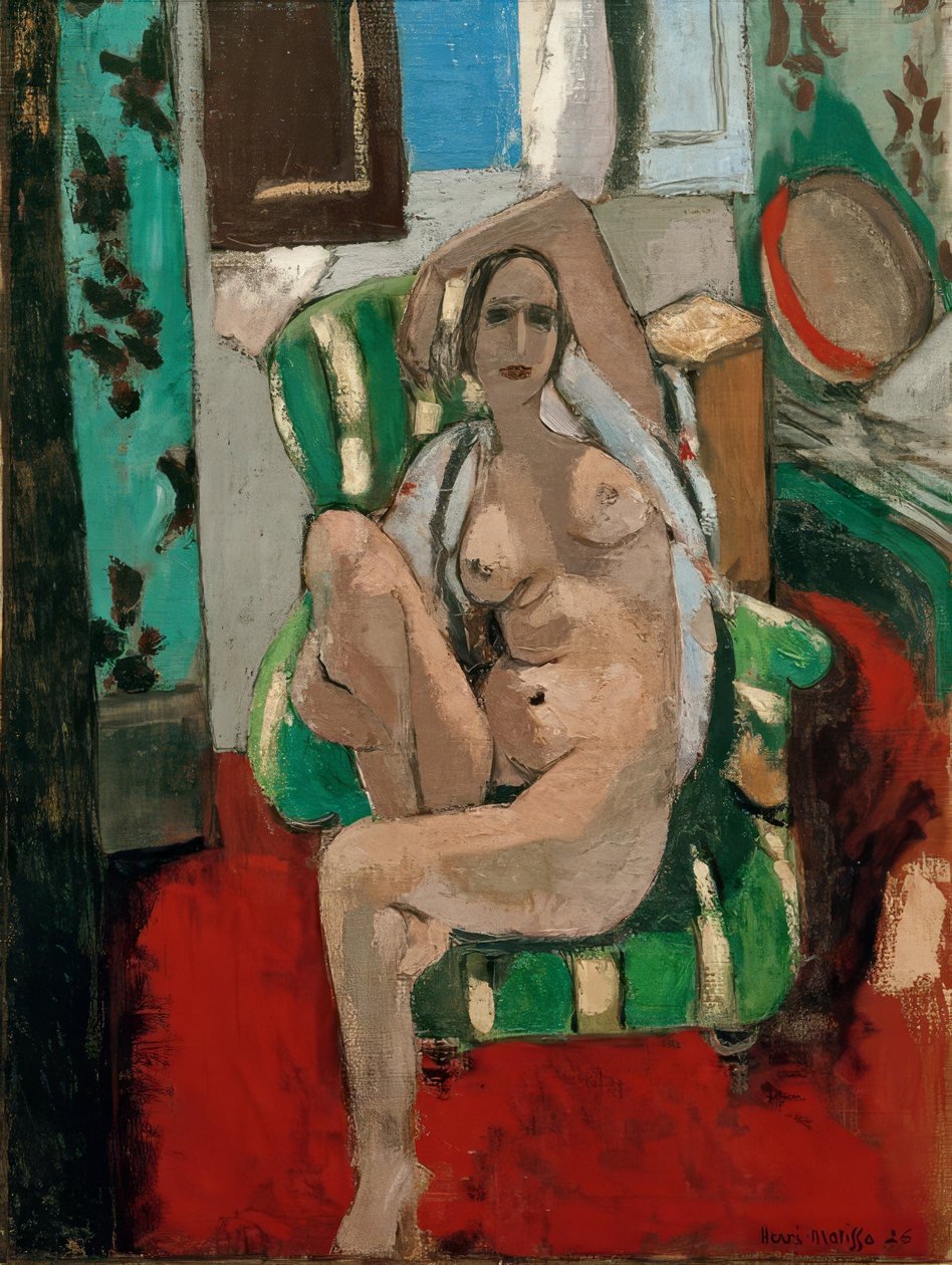 Nøgen siddende med tamburin af Henri Matisse