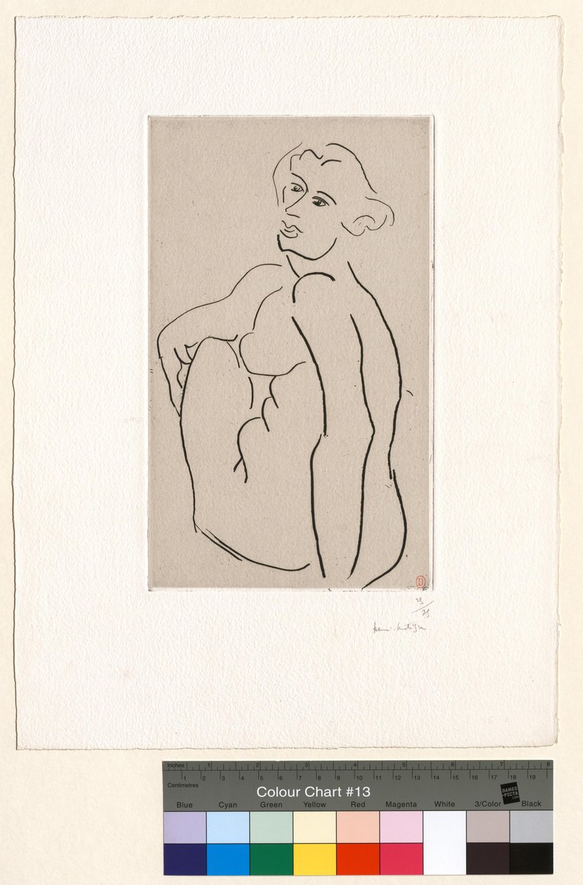 Siddende nøgen, ryggen set i trekvartprofil af Henri Matisse