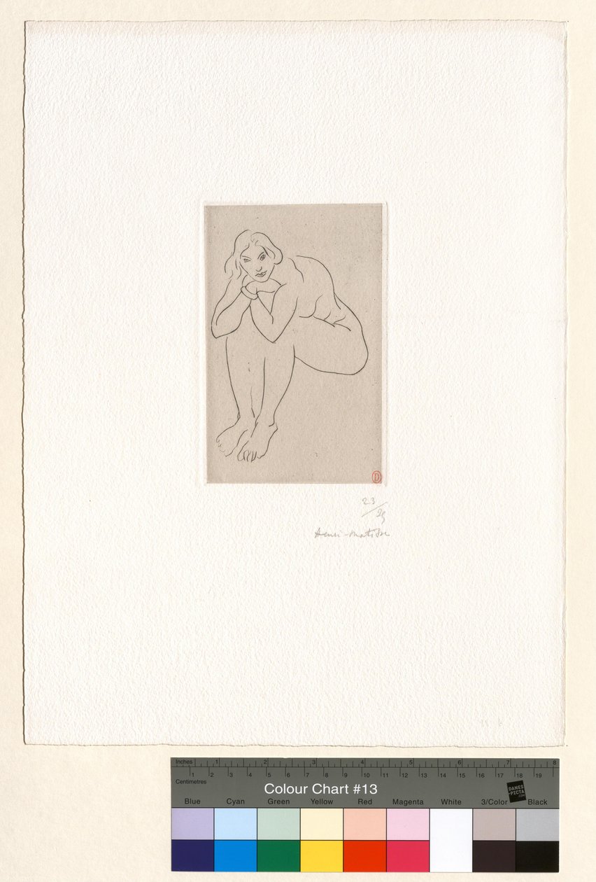 Siddende nøgen, overkroppen støttet mod knæene af Henri Matisse