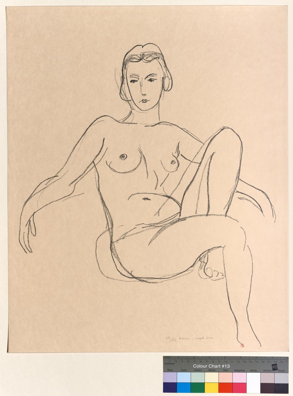 Siddende nøgen med udstrakte arme af Henri Matisse