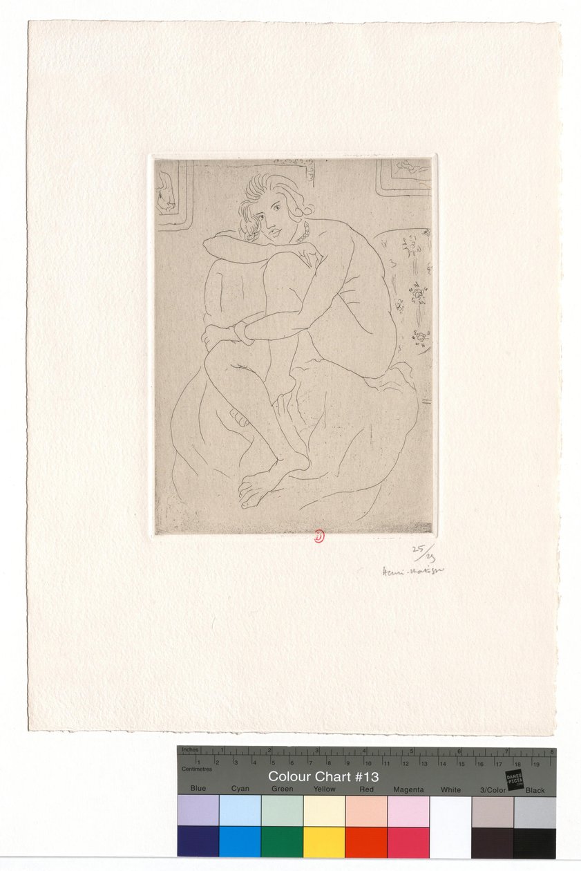 Sidder nøgen med hænderne på knæene af Henri Matisse
