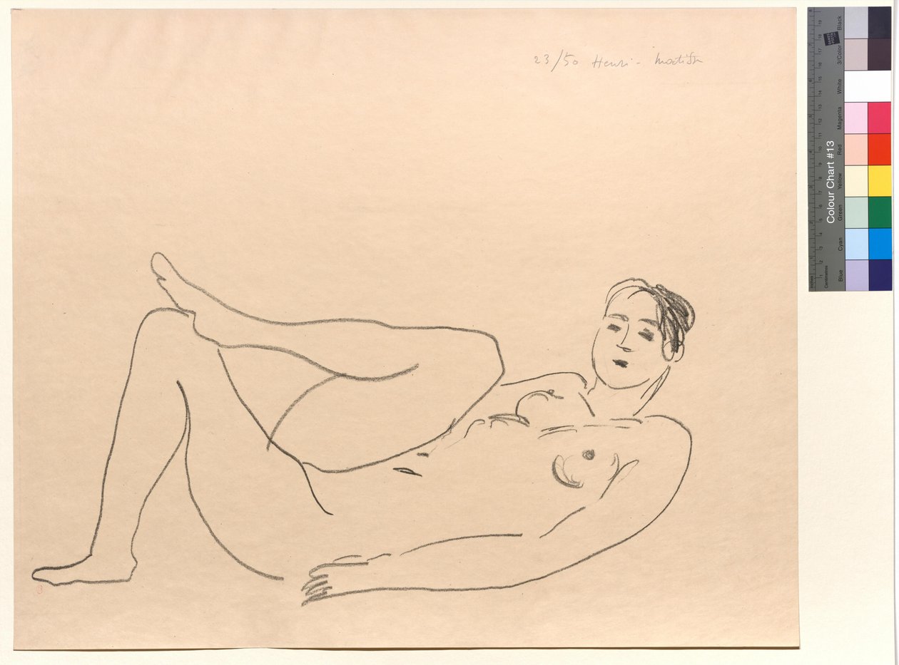 Liggende nøgen, bøjet ben: Studie af ben af Henri Matisse