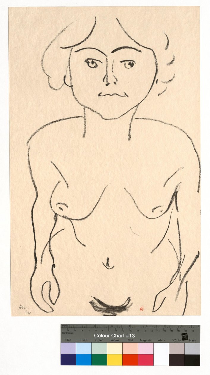 Nøgenfigur forfra, set ovenfra af Henri Matisse
