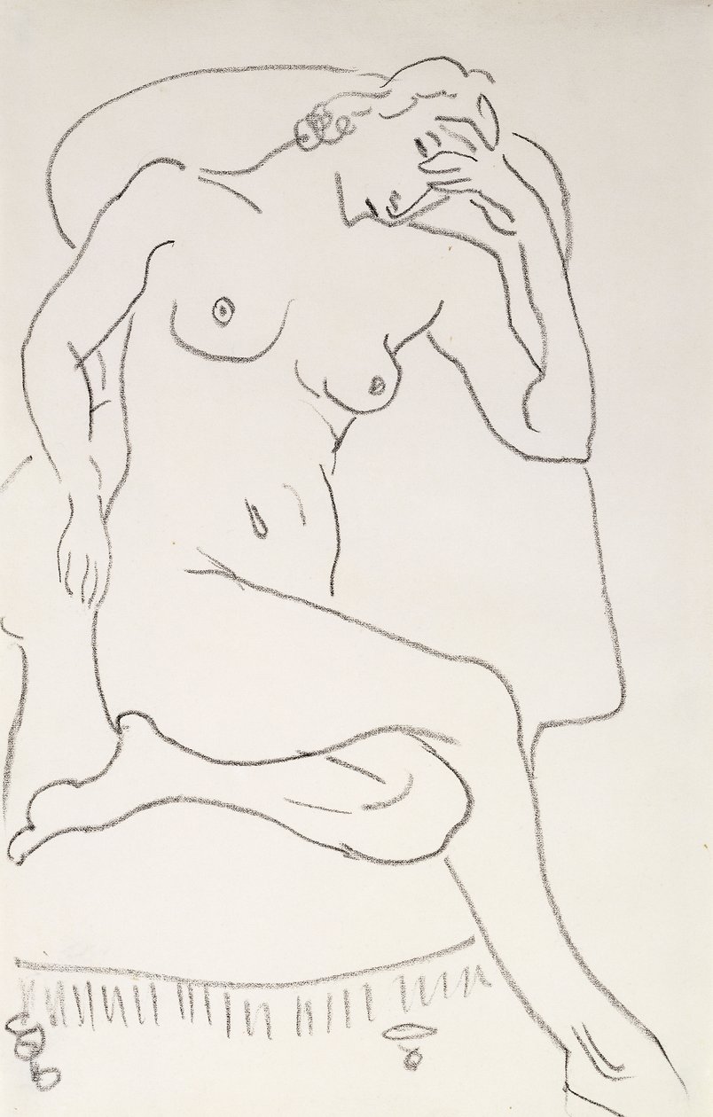 Nøgen kvinde i en lænestol, ca. 1922-24 (blyant på papir) af Henri Matisse