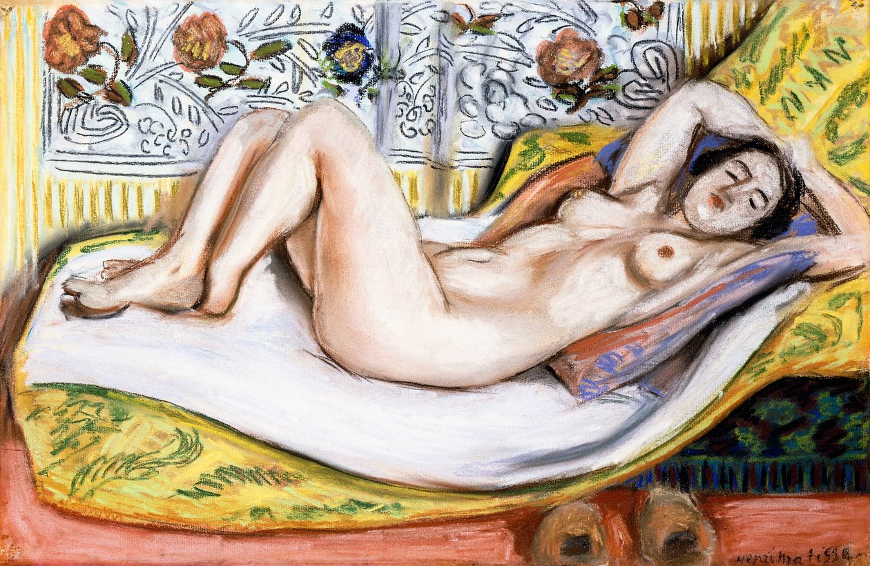 Nøgen på en gul sofa af Henri Matisse