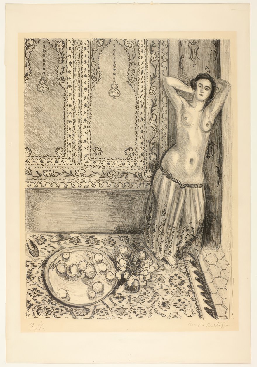 Odalisque stående med frugtbakke af Henri Matisse