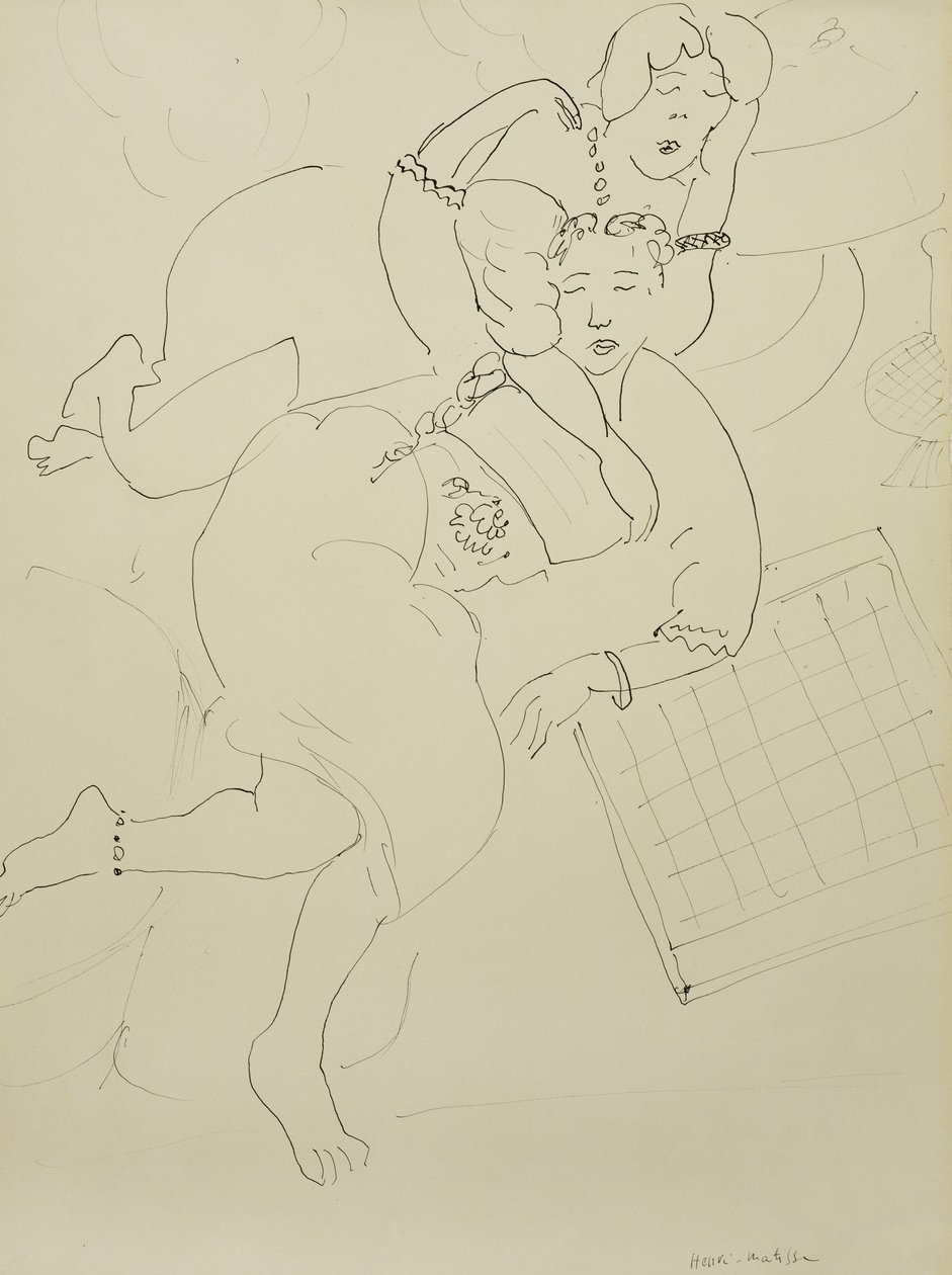Odalisques with Checkerboard, ca. 1928 (pen og sort blæk på papir) af Henri Matisse