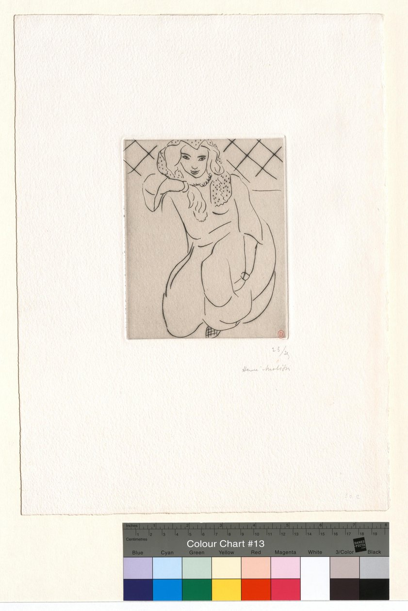 Huksiddende orientalsk kvinde, slør over hovedet af Henri Matisse