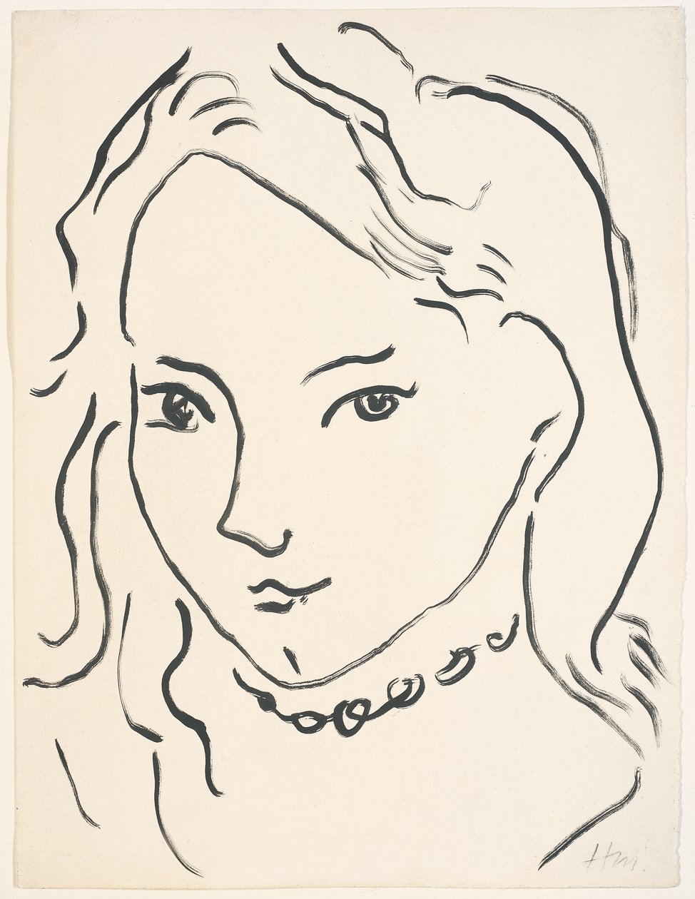 Portræt af Marguerite, ca. 1906-1907 (pensel og tusch på papir) af Henri Matisse