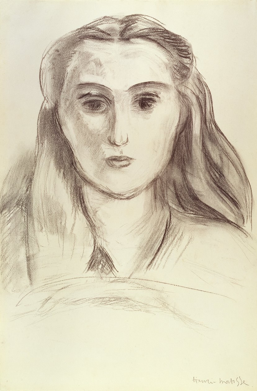 Portræt af en ung kvinde med opsat hår (L.N. Delektorskaya) af Henri Matisse